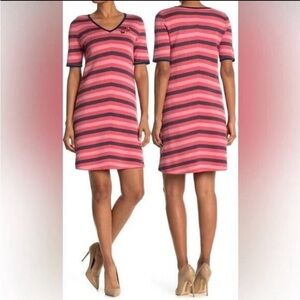 Ted Baker London women Sz 0 US 1-2 pink blue striped mini dress excellent cond